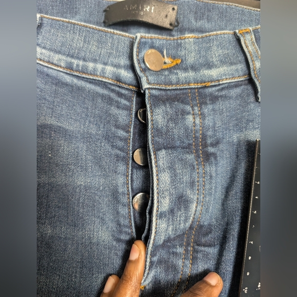 Amiri Skinny Jeans Button Fly Med Wash Distressed Sz 38 - Picture 12 of 13